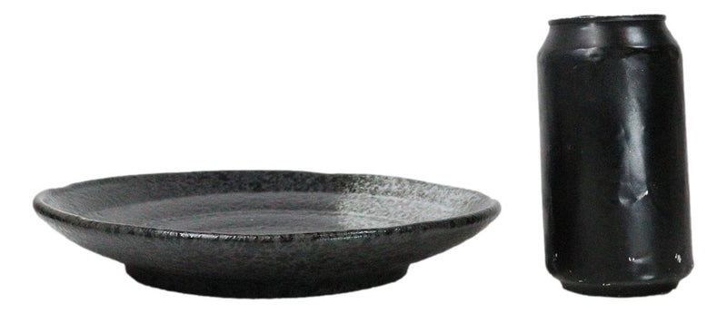 Pack Of 5 Ceramic Charcoal Grey Tone Hakumu Porcelain Round Dinner Plates 8.75"D