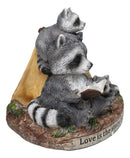 Bedtime Story Raccoon Mother & Cubs Figurine Raccoon Family Reading by Tent