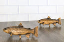 Set Of 2 Western Nautical Marine Trout Fish Faux Wooden Cabinet Bar Pull Knobs