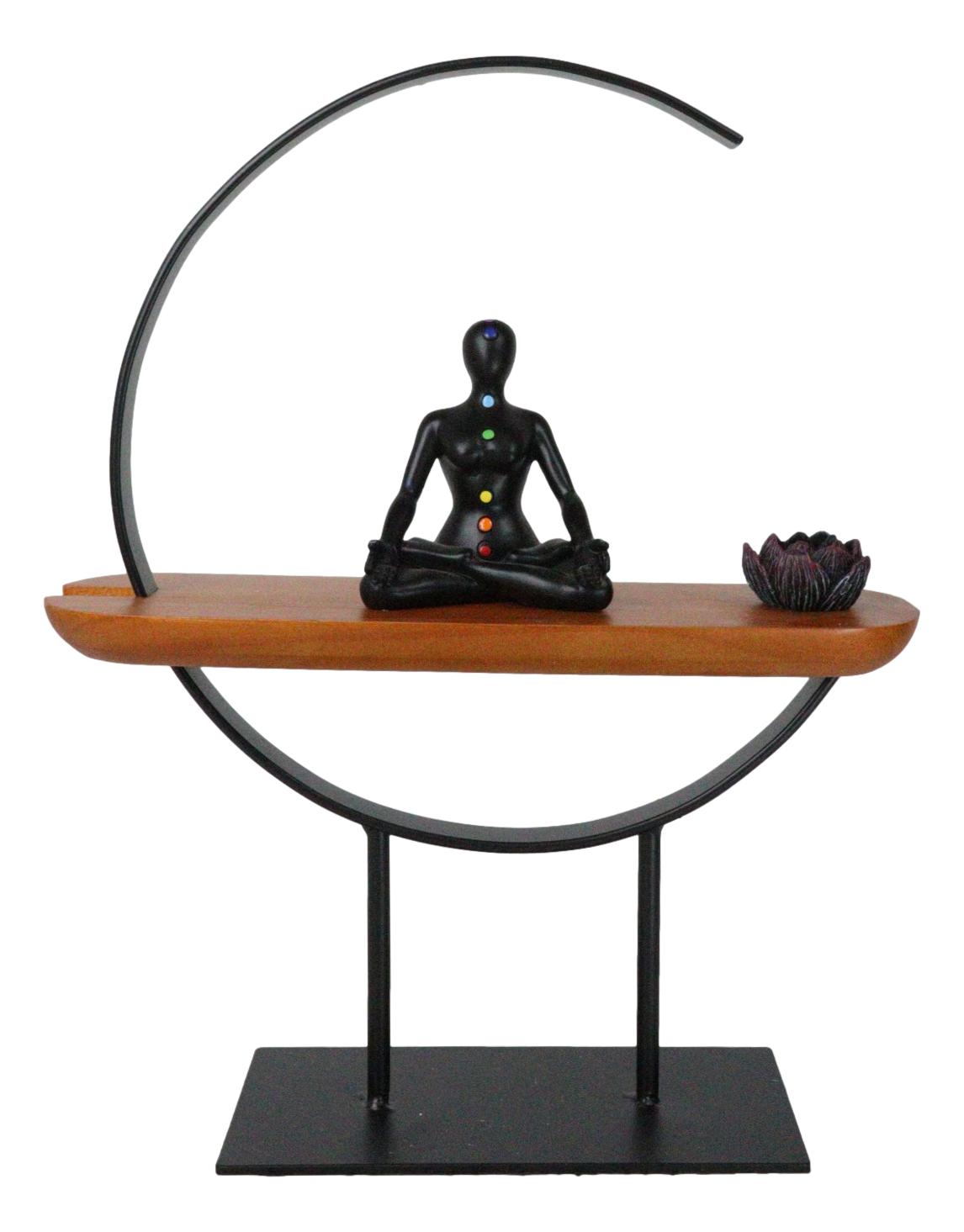 Zen Crescent Rainbow 7 Chakra Zones Black Yoga Avatar With Lotus Incense Burner