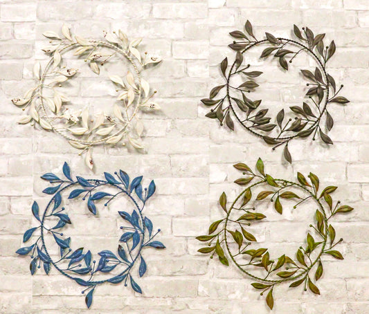 Set of 4 Large 17" Colorful Metal Tree of Life Floral Wreath Medallion Circle