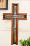 Rustic Western Wood Grain Pattern With Grey Silver Motif Faux Wooden Wall Cross