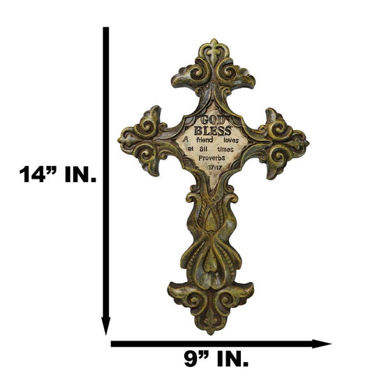 Rustic Southwestern Fleur De Lis Scrollwork God Bless A Friend Loves Wall Cross