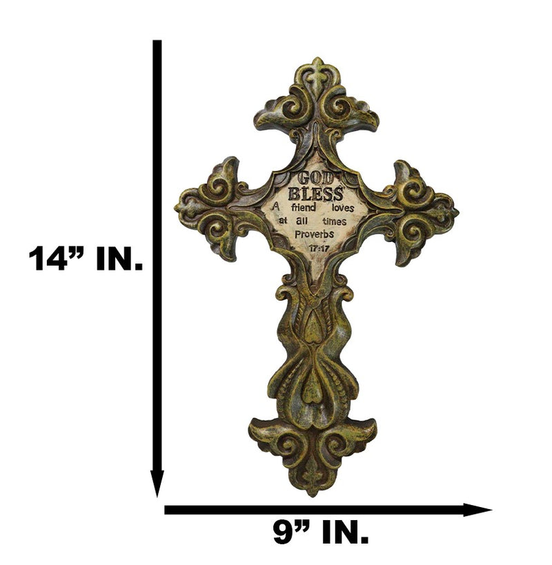 Rustic Southwestern Fleur De Lis Scrollwork God Bless A Friend Loves Wall Cross