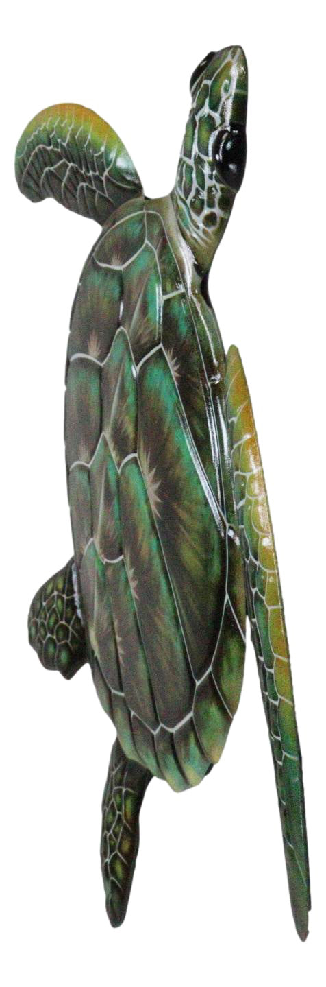 Marine Ocean Harmony Series Green Bermuda Elegant Sea Turtle Metal Wall Decor - Ebros Gift
