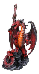 Red Lava Volcano Rock Widow Blade Dragon Figurine With Letter Opener Sword