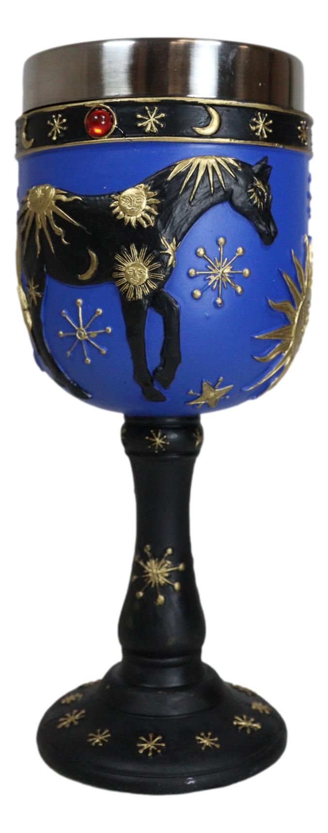 Trail Of Painted Ponies Sky Of Enchantment Celestials Sun Moon Horse Wine Goblet