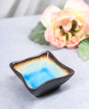 Set Of 6 Blue Sky Aozora Kannyu Ceramic Wavy Square Shaped Sauce Dishes 2.75"