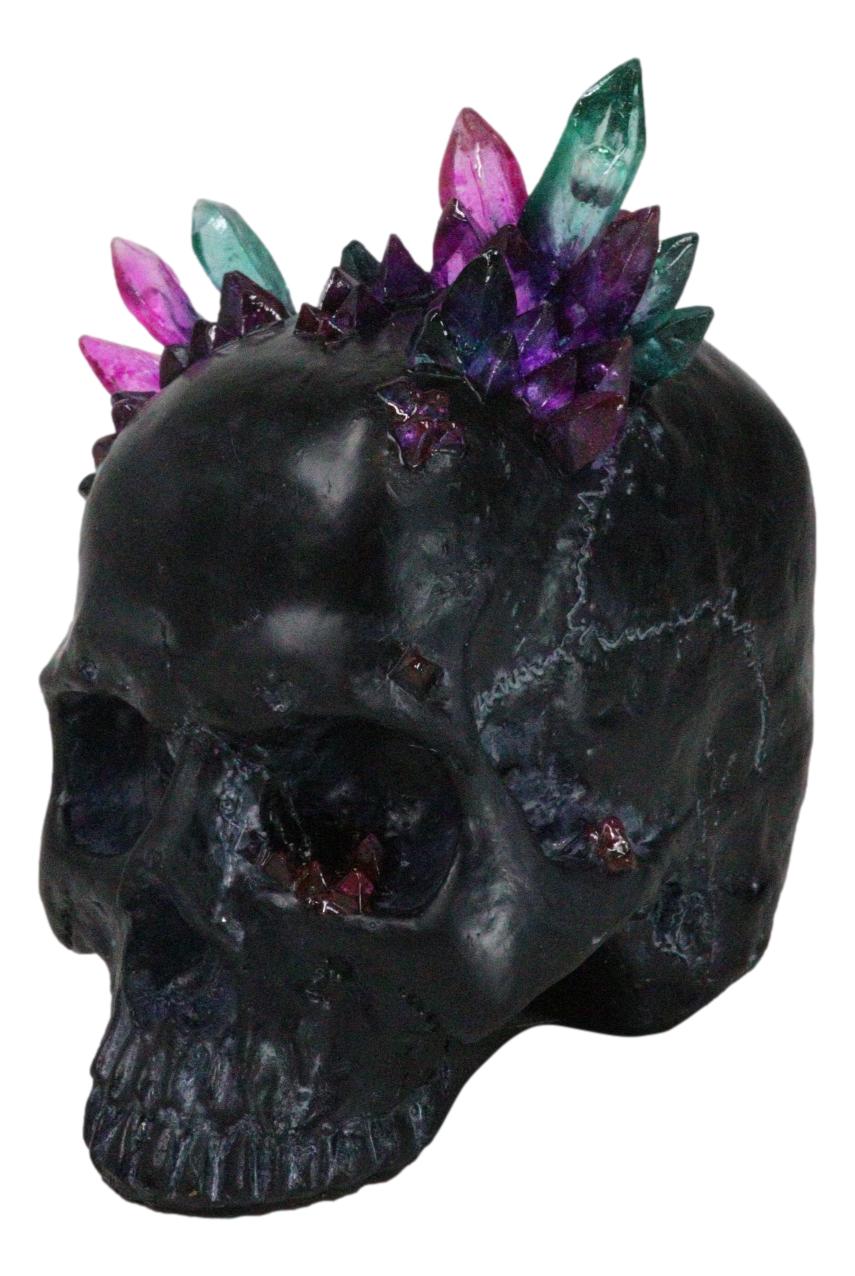 Black Gothic Macabre Spiky Two Tones Crystal Cavern Mine Cranium Skull Figurine