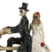Wedding Skeletons Bride And Groom Riding Skeletal Bones Roses Bicycle Figurine