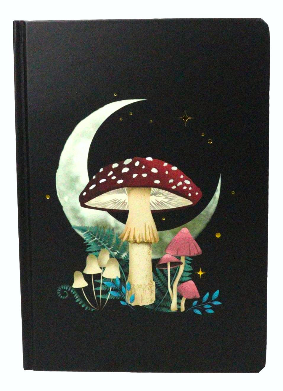 Dark Forest Toadstool Mushroom And Moon A5 Lined Journal Notebook with Bookmark