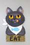 Whimsical Crazy For Cats Feline Kitty Grey Cat Eat Door Or Wall Hanging Sign