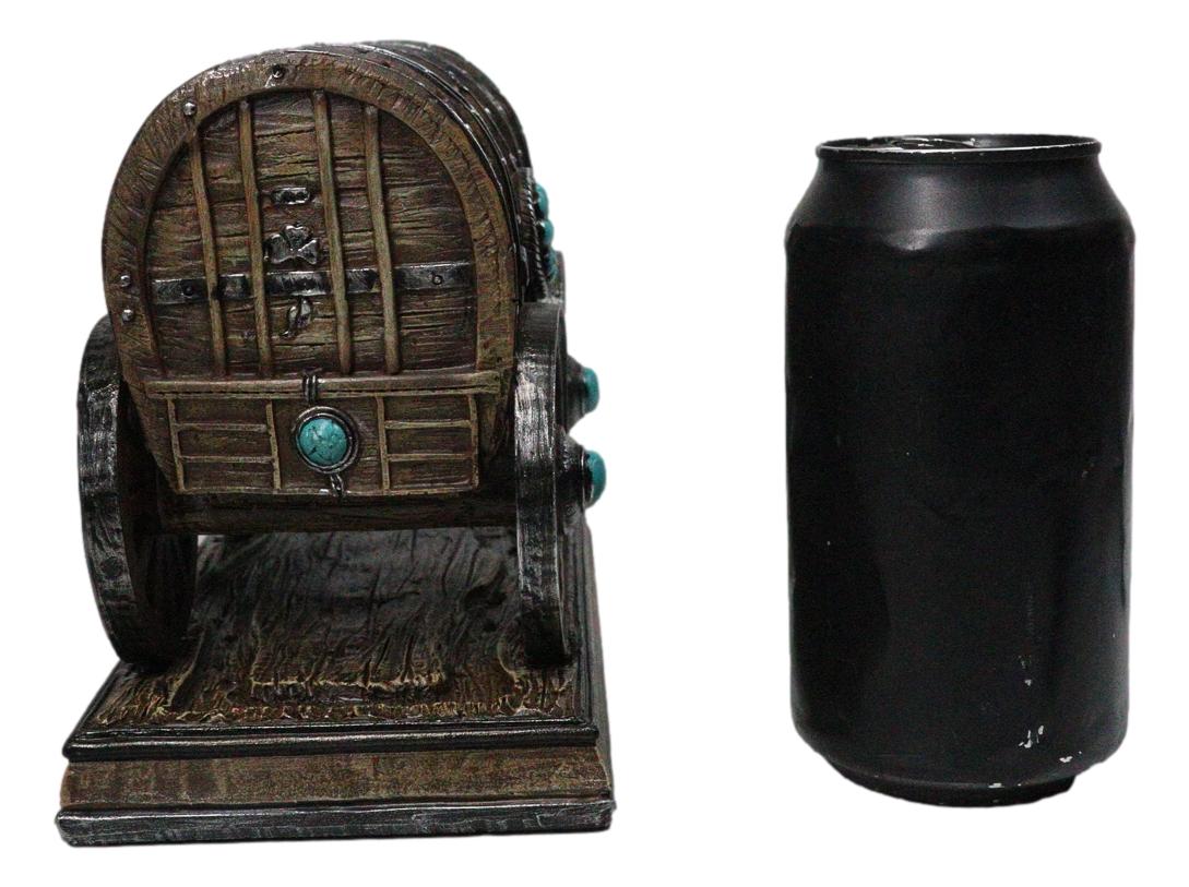 Rustic Western Faux Wooden Carriage Covered Wagon with Turquoise Accent Figurine