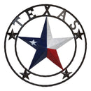 Western Patriotic Lone Star State Texas With 4 Stars Metal Wall Circle Sign 24"D