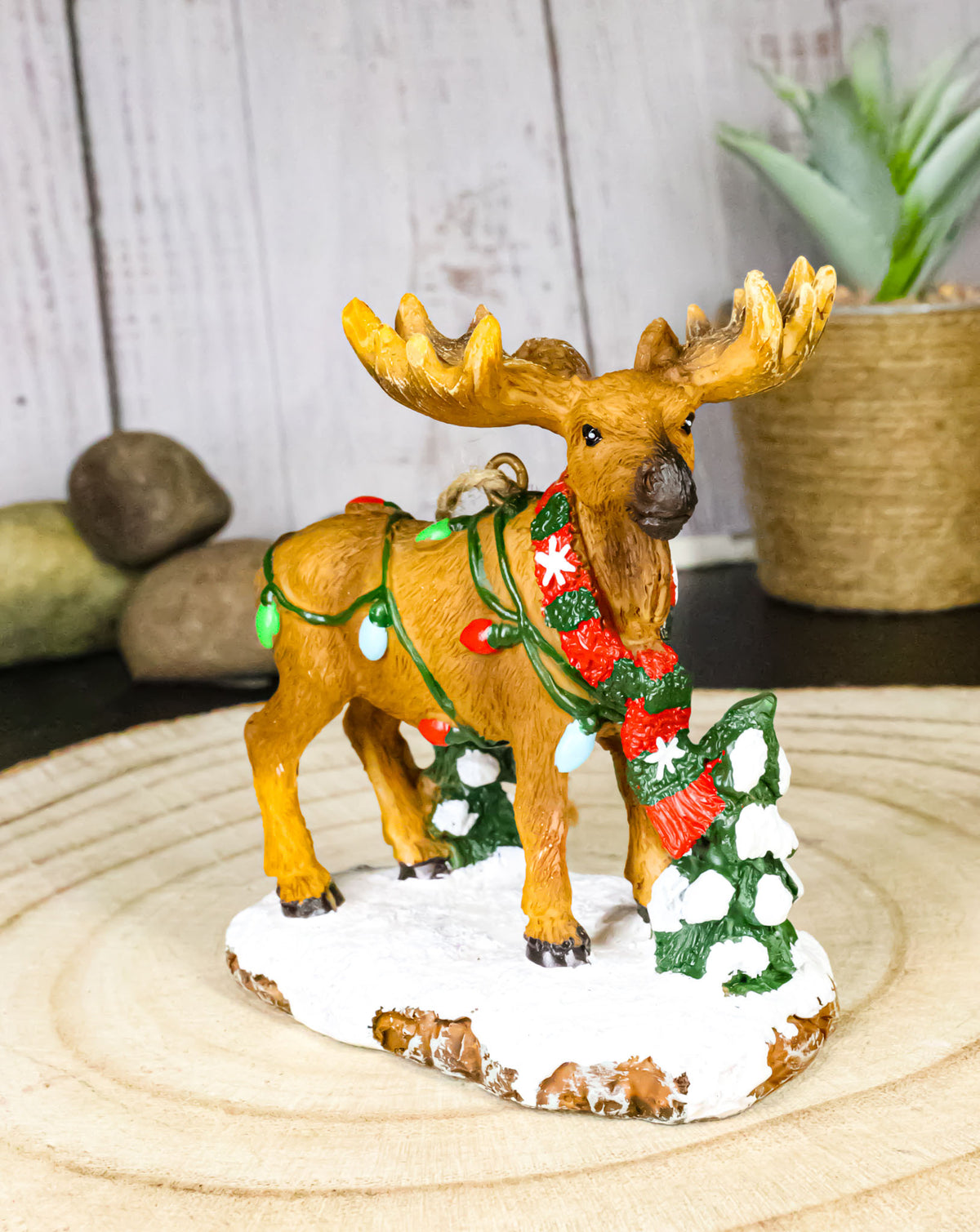 Christmas Moose Hanging Ornament Festive Elk Deer Colorful Holiday String Lights