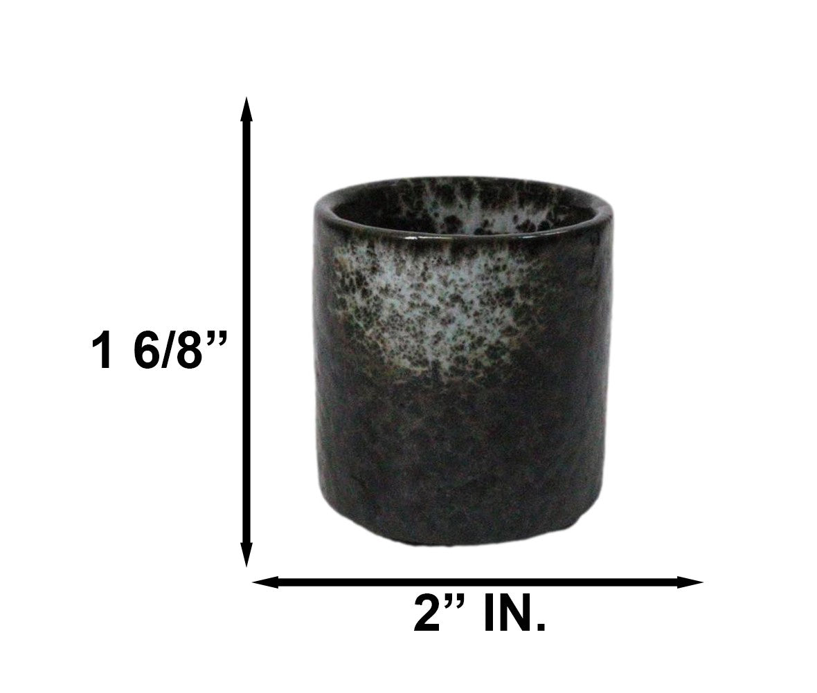 Hakumu Black Ochoko Ceramic Sake Cups 1.5 Oz, Set of 6, Japanese Style Drinkware