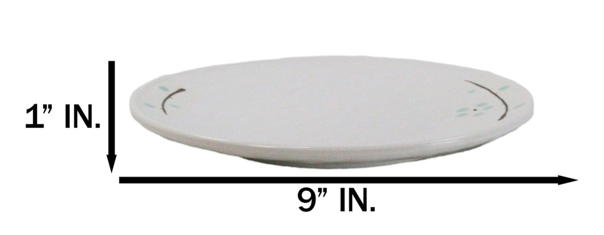 Set Of 6 Modern Yukino Hana Snowflakes Melamine Round Entree Dinner Plates 9"D