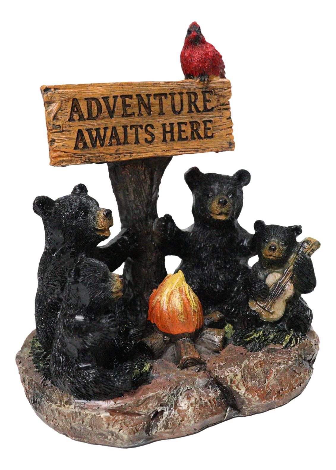 Cabin Companion Black Bear Family Camping Adventure Waits Here Sign Figurine