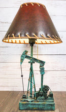 Rustic Western Nodding Donkey Pumpjack Oil Derrick Rig Sculptural Table Lamp