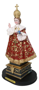 Roman Catholic Orthodox Infant of Prague Sculpture 12.5"H With Brass Name Plate
