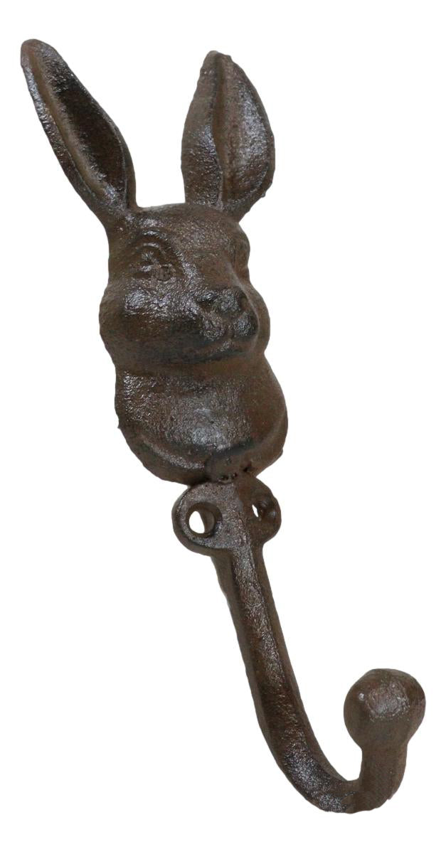 Pack Of 2 Cast Iron Farmhouse Rustic Whimsical Bunny Rabbit Wall