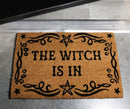 The Witch Is Wiccan Scroll And Pentagrams Coir Coconut Fiber Floor Mat Doormat