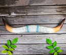 Turquoise White Texas Longhorn Steer Cow Horns Wall Decor Plaque Figurine 22"L