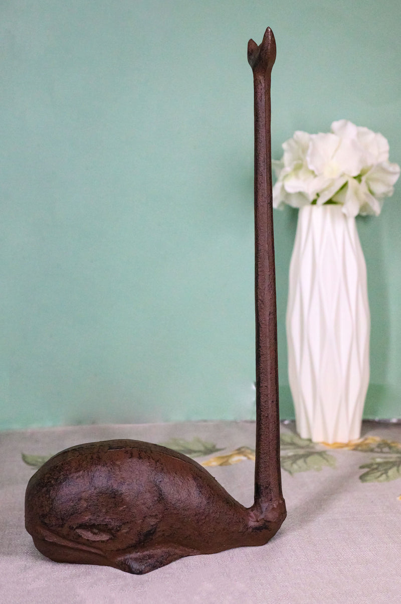 Rustic Cast Iron Marine Sperm Whale With Long Tail Kitchen Paper Towel Holder