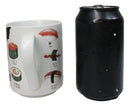 Set Of 2 Japanese Cuisine Sushi Sashimi And Rolls Textured Ceramic Mug Cups 11oz