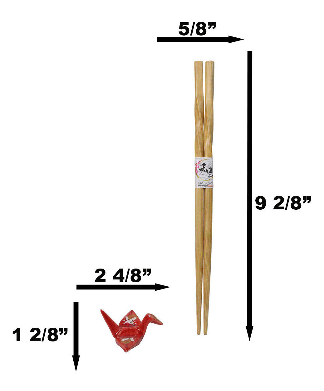 Red And Black Full Moon Cranes Set of 2 Chopsticks And Ceramic Rests Set