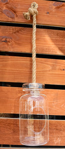 Farmhouse Rustic Country Hanging 11" H Glass Bottle Terrarium With Jute Strings