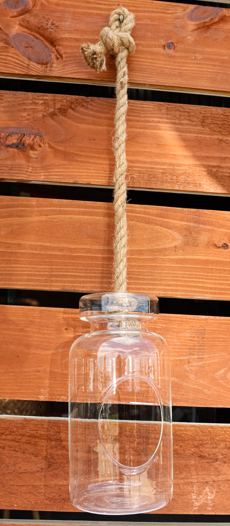 Farmhouse Rustic Country Hanging 11" H Glass Bottle Terrarium With Jute Strings