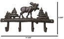 Cast Iron Rustic Western Elk Moose Deer Roaming Pine Woodlands 4-Peg Wall Hooks