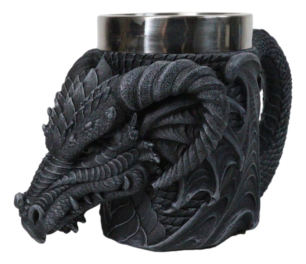 Faux Stone Gothic Horned Dragon Gargoyle Behemoth 16oz Coffee Mug Tankard Cup