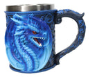 Gothic Fantasy Blue Ice Frost Dragon Tankard Mug With Stainless Steel Liner