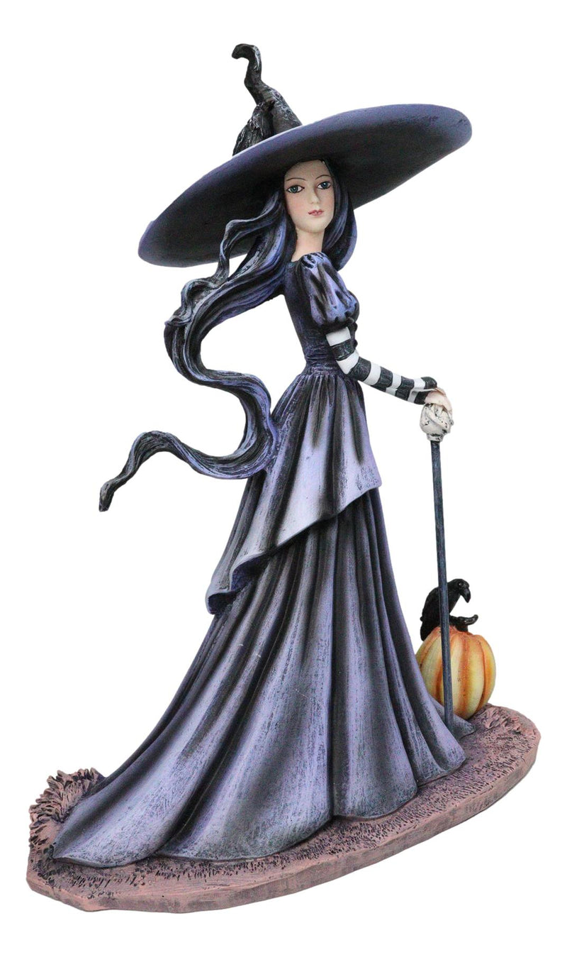 Amy Brown Halloween Pumpkin Gothic Ravenspell Crow Witch With Cane Figurine