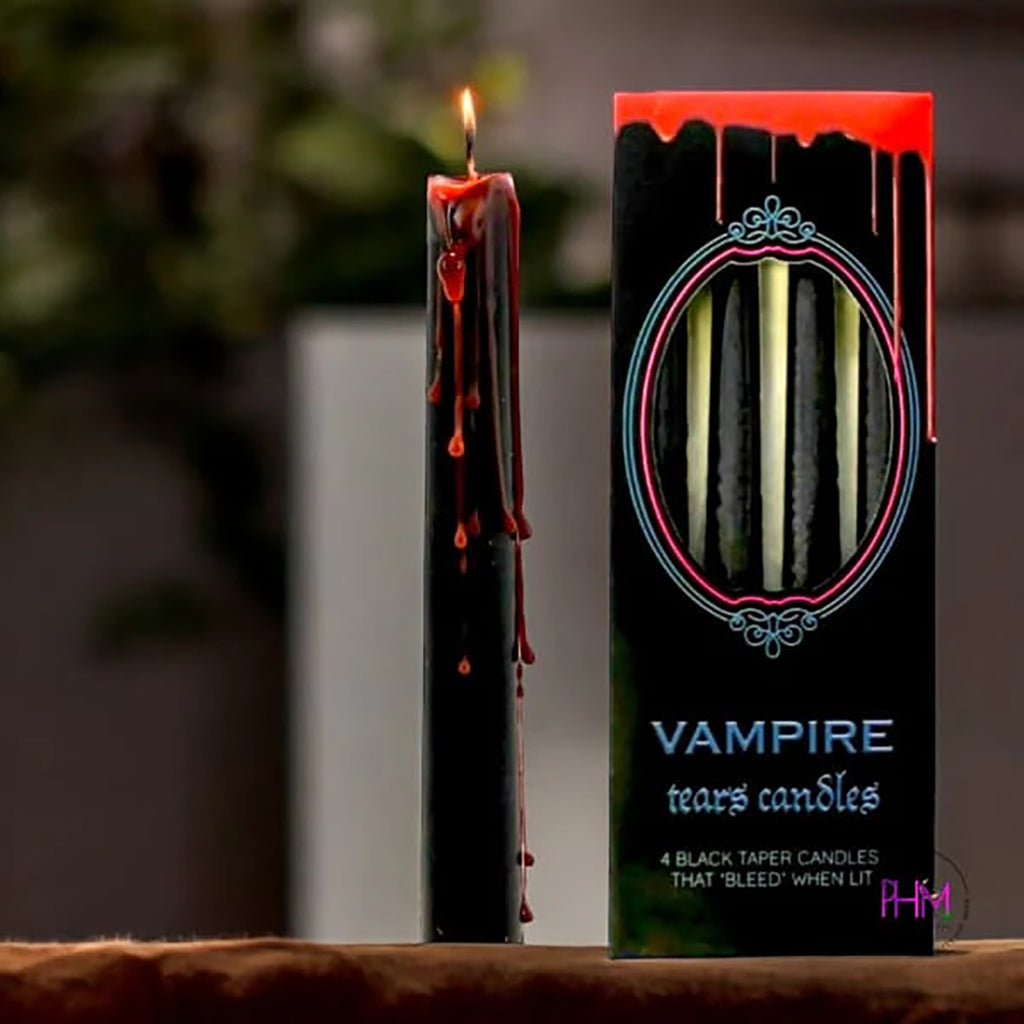 Vampire Red Ritual Pack of 4 Ritual Spell Vampire Tears Black Taper Candles Red Wax Candl ...