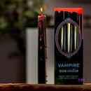 Pack of 4 Ritual Spell Vampire Tears Black Taper Candles Red Wax Candlesticks