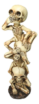 See Hear Speak No Evil Skeleton Figurine Stacked Acrobatic Gothic Wise Skeletons