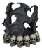 Gothic Cathedric Twin Bats On Graveyard of Skulls Candle Or Wine Bottle Holder