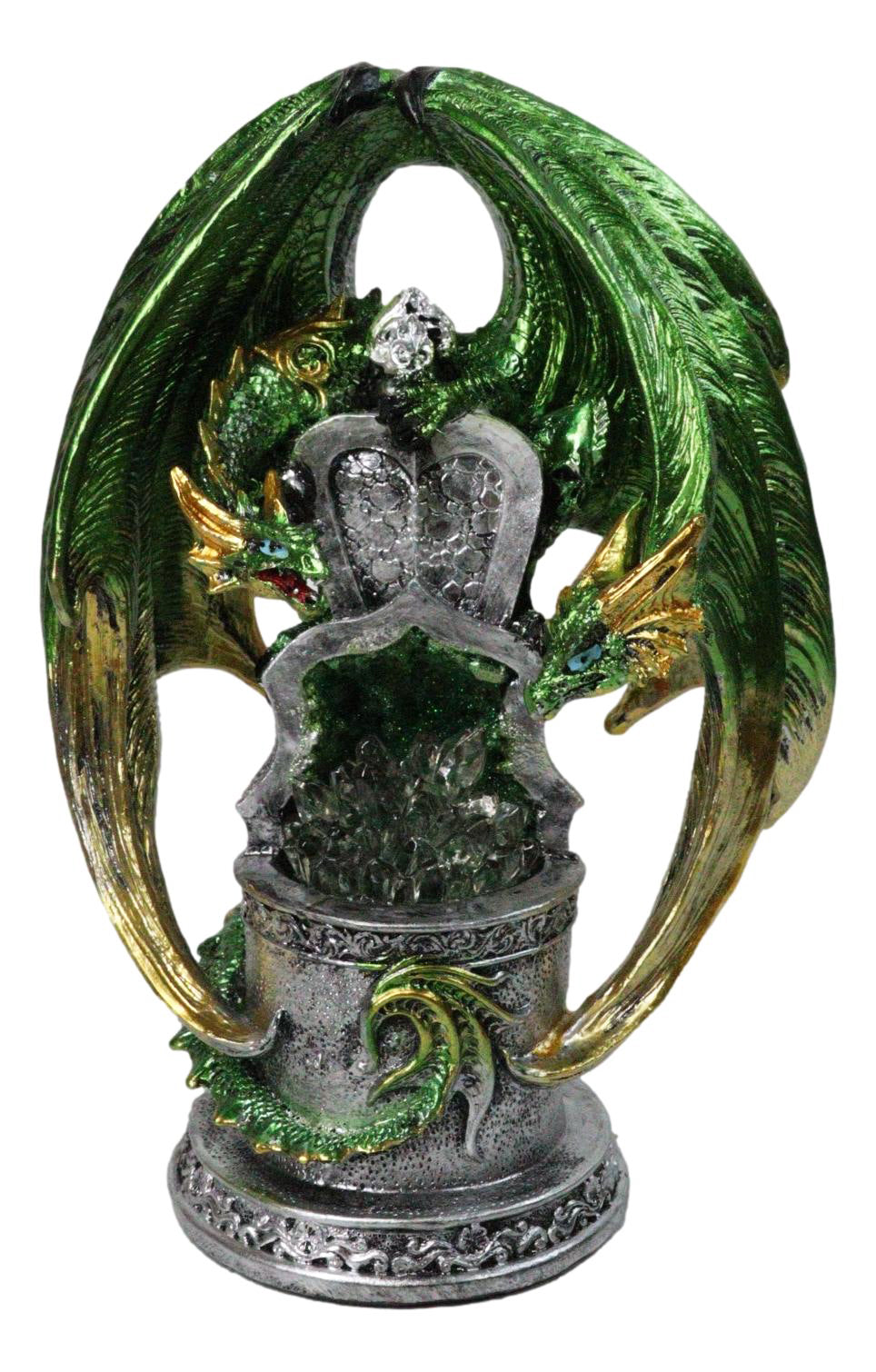 Ebros Green Dragon Treasure Tomb LED Color Changing Crystal Figurine 8.25"H