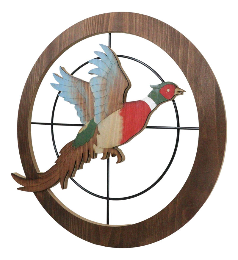 Rustic Pheasant Bird Hunting in Scope Crosshairs Hunting MDF Wood Wall Decor