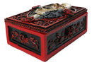 Skeleton Bride and Groom Keepsake Trinket Box with Red Roses Gothic Skull Lovers