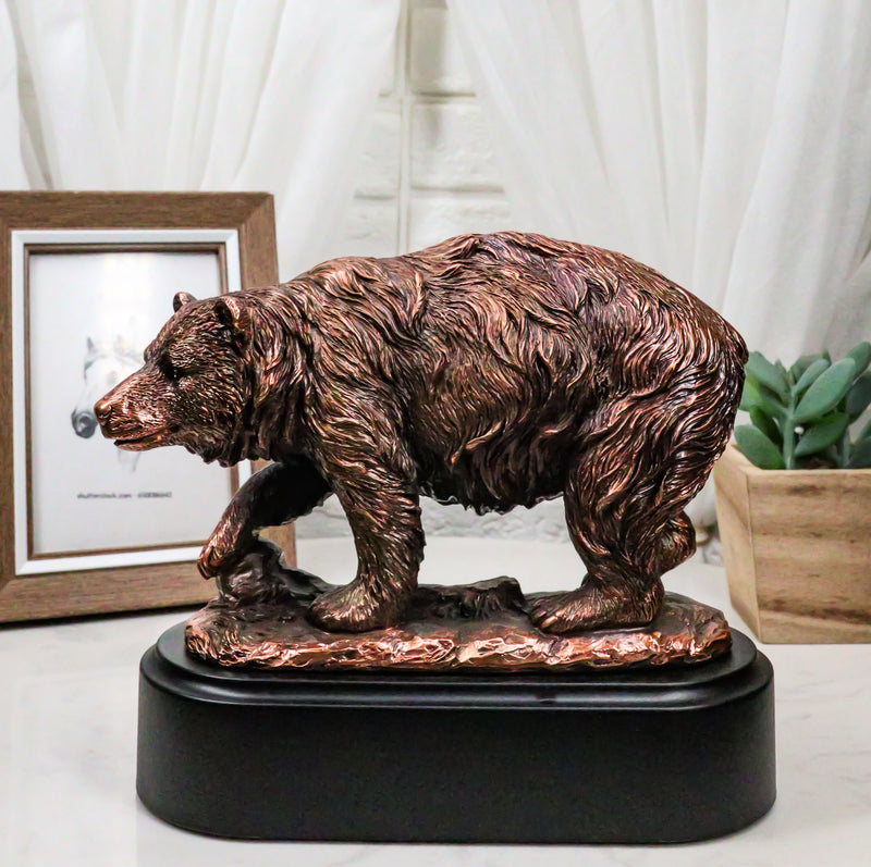 Pawing Grizzly Bear Statue 6.25"H Bronze Electroplated Resin Wildlife Figurine
