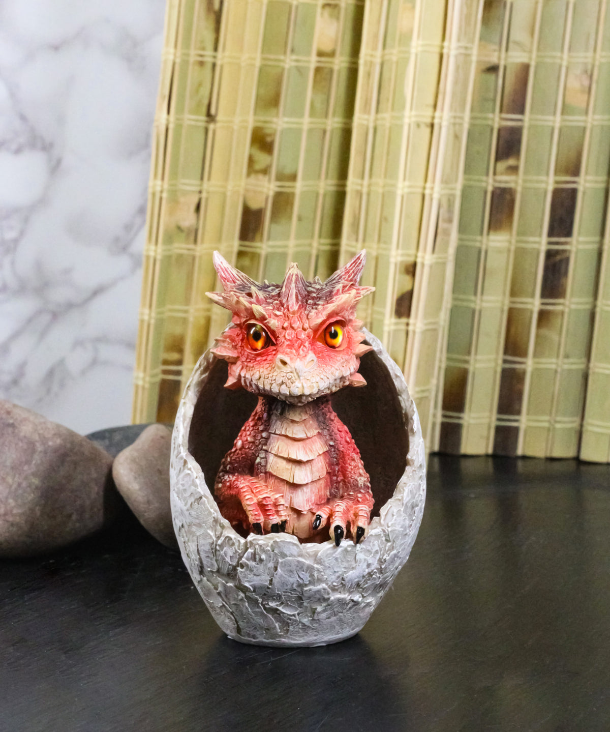 Ebros Red Ember Fire Dragon Baby Hatchling in Cracked Egg Fantasy Figurine