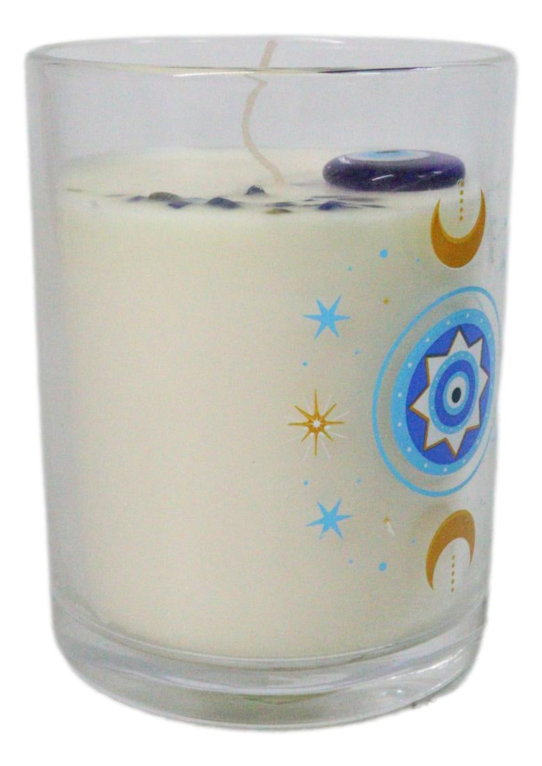 Ebros Gift Wicca Under Watchful Eye White Rose Scented Crystals Jar Candle