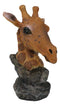 Safari African Savannah Masai Giraffe Head Bust On Rock Steppe Figurine