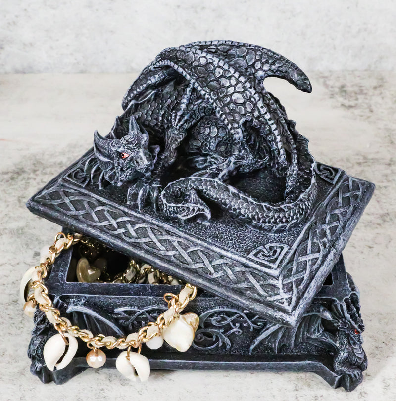 Medieval Dragon On Celtic Knotwork Hero's Cathedric Tomb Trinket Jewelry Box