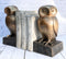 Faux Bronze Wise Forest Barn Owls On Pedestals Bookends Pair Set Figurines