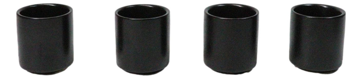 Set of 4 Kokuyo Black Minimalist Porcelain 1.25oz Ochoko Yuzu Sake Cups